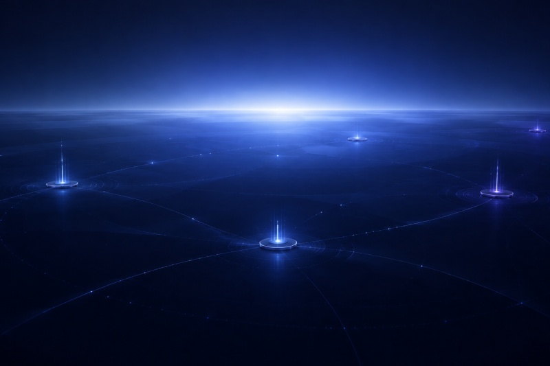 Abstract enterprise governance architecture visual representing connected AI governance, automation, enterprise systems, cloud infrastructure and operational control across modern organisations.