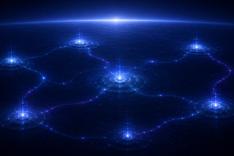 Abstract enterprise regulatory governance ecosystem showing connected compliance oversight pathways, regulatory intelligence nodes and enterprise-wide governance coordination.